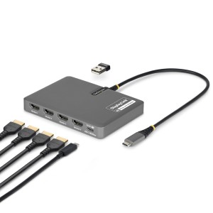 StarTech.com QUAD-USB-HDMI-ADAPT base para portátil y replicador de puertos Alámbrico USB 3.2 Gen 1 (3.1 Gen 1) Type-C Gris