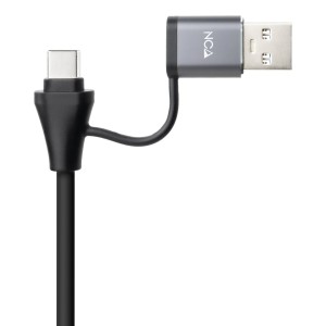 Nanocable Conversor USB-C+USB-A M 3.0 a Ethernet, Aluminio, Gris, 15 cm