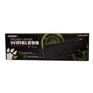 Wireless pack Chicago teclado RF inalámbrico QWERTY Español Negro