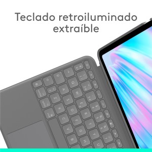 Logitech Combo Touch, iPad Air 11 in (M2), iPad Air (4.ª y 5.ª Gen. - 2020, 2022), Funda con Teclado - Teclado retroiluminado