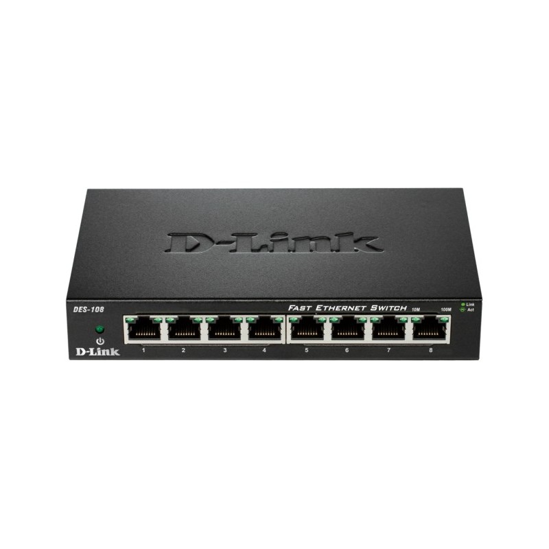 D-Link DES-108 switch No administrado L2 Gigabit Ethernet (10 100 1000) Escritorio Negro