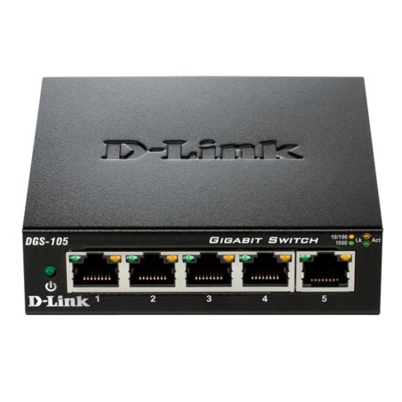 D-Link DGS-105 switch No administrado L2 Gigabit Ethernet (10 100 1000) Escritorio Negro