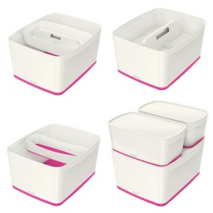 Leitz MyBox Bandeja de almacenamiento Rectangular Plástico Rosa, Blanco