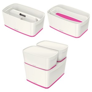 Leitz MyBox Bandeja de almacenamiento Rectangular Plástico Rosa, Blanco