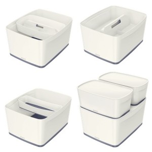 Leitz MyBox Bandeja de almacenamiento Rectangular Plástico Gris, Blanco