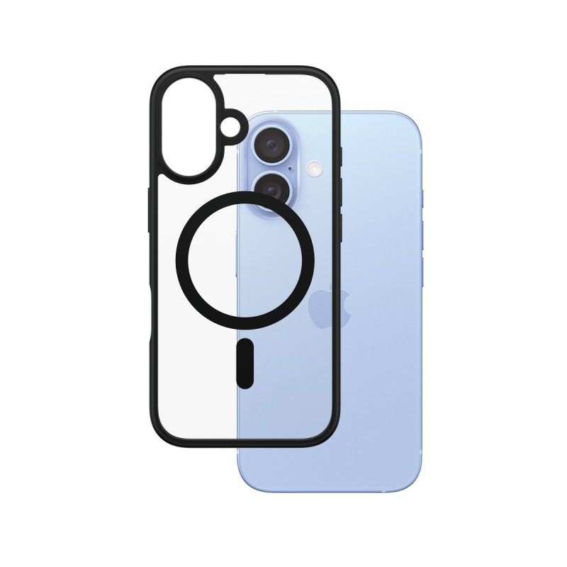 PanzerGlass ® HardCase Transparent w. Black MagSafe & Frame iPhone 16 funda para teléfono móvil Negro