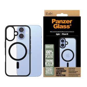 PanzerGlass ® HardCase Transparent w. Black MagSafe & Frame iPhone 16 funda para teléfono móvil Negro