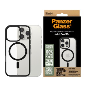 PanzerGlass ® HardCase Transparent w. Black MagSafe & Frame iPhone 16 Pro funda para teléfono móvil Negro