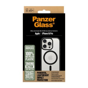 PanzerGlass ® HardCase Transparent w. Black MagSafe & Frame iPhone 16 Pro funda para teléfono móvil Negro