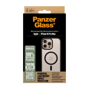 PanzerGlass ® HardCase Transparent w. Black MagSafe & Frame iPhone 16 Pro Max funda para teléfono móvil Negro