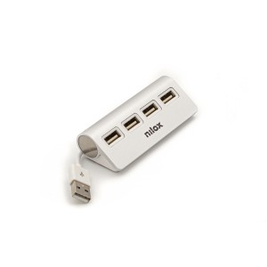 Nilox HUB sobremesa de aluminio con 4 puertos USB 2.0