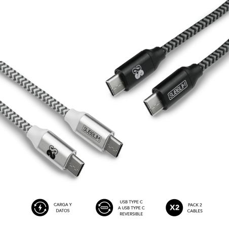 PACK 2 CABLES USB TIPO USB-C A USB-C 1 M BLACK/SILVER