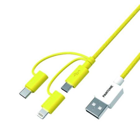 PT-USB003Y1 cable USB 1,2 m USB A USB C/Micro USB A/Lightning Amarillo