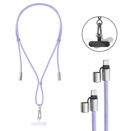 Handykette als Lade- + Datenkabel USB-C bis 1,65m lila cable USB USB C Púrpura
