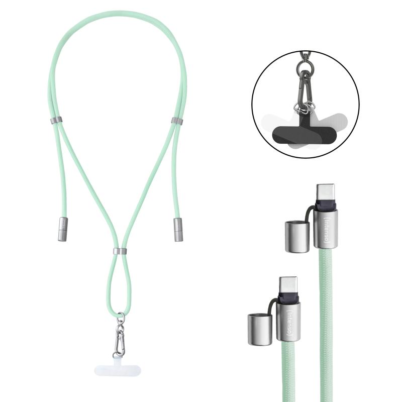 Handykette als Lade- + Datenkabel USB-C bis 1,65m grün cable USB USB C Verde