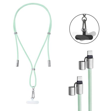 Handykette als Lade- + Datenkabel USB-C bis 1,65m grün cable USB USB C Verde