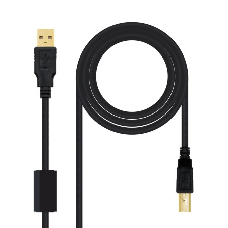 Nanocable CABLE USB 2.0 IMPRESORA HQ CON FERRITA, TIPO A M-B M, NEGRO, 5.0 M