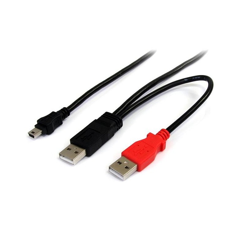 StarTech.com Cable de 1,8m USB 2.0 en Y para Discos Duros Externos - Cable Mini B a 2x USB A