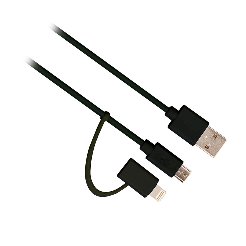 Ewent EW9909 cable USB USB 2.0 1 m USB A Micro-USB B Lightning Negro