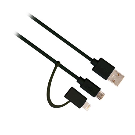 Ewent EW9909 cable USB USB 2.0 1 m USB A Micro-USB B Lightning Negro
