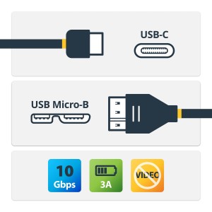 StarTech.com Cable Adaptador de 50cm USB-C a Micro USB-B - USB 3.1 (10Gbps) USB Tipo C