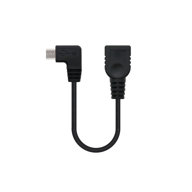 Nanocable CABLE USB 2.0 OTG ACODADO, TIPO MICRO B M-A H, NEGRO, 15 CM
