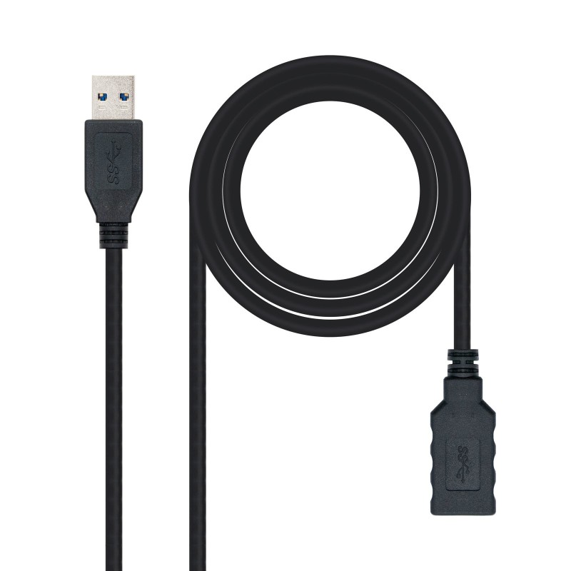 Nanocable Cable USB 3.0, Tipo A M-A H, Negro, 3.0 M