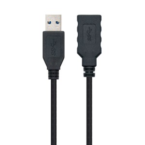 Nanocable Cable USB 3.0, Tipo A M-A H, Negro, 3.0 M