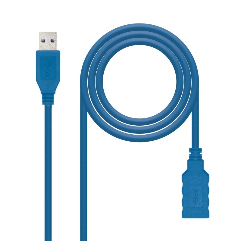 Nanocable CABLE USB 3.0, TIPO A M-A H, AZUL, 2.0 M