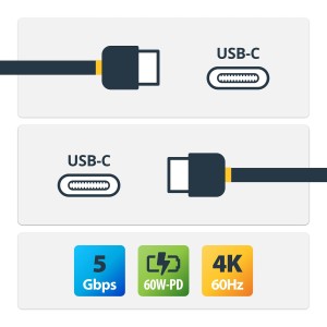 StarTech.com Cable de 2m USB-C USB 3.0 (5Gbps) Certificado con Entrega de Potencia
