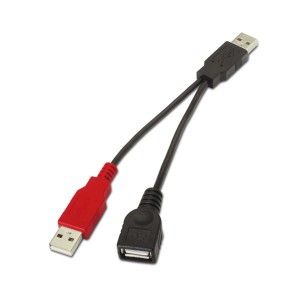 AISENS A101-0030 cable USB USB 2.0 0,15 m 2 x USB A USB A Negro, Rojo