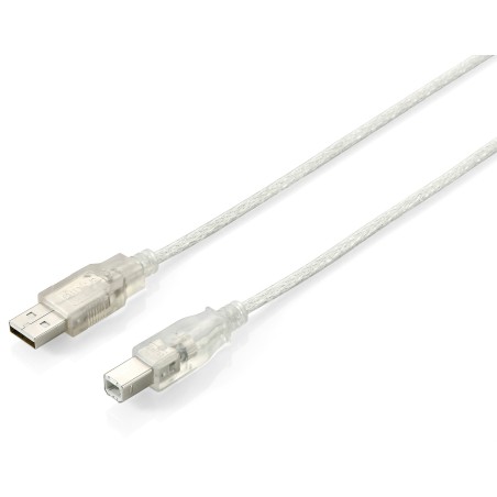 Equip 128650 Cable USB 2.0 Tipo A a Tipo B, 1,8 m , Plata transparente