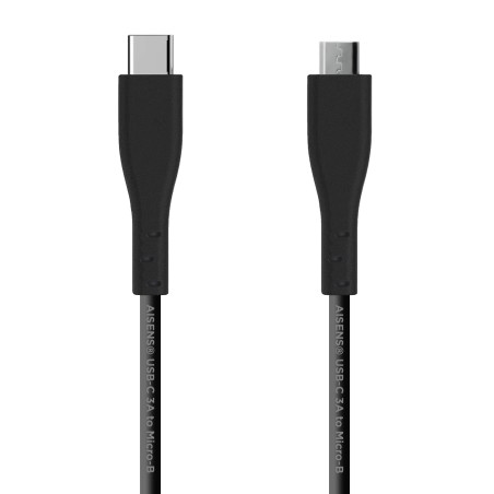AISENS Cable USB 2.0 3A, tipo USB C M - micro B M, Negro, 2.0 m