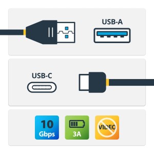 StarTech.com Cable de Carga y Sincronización USB-A a USB-C de 50cm - Cable USB de 10Gbps - Cable de Datos USB-A a USB Tipo C -
