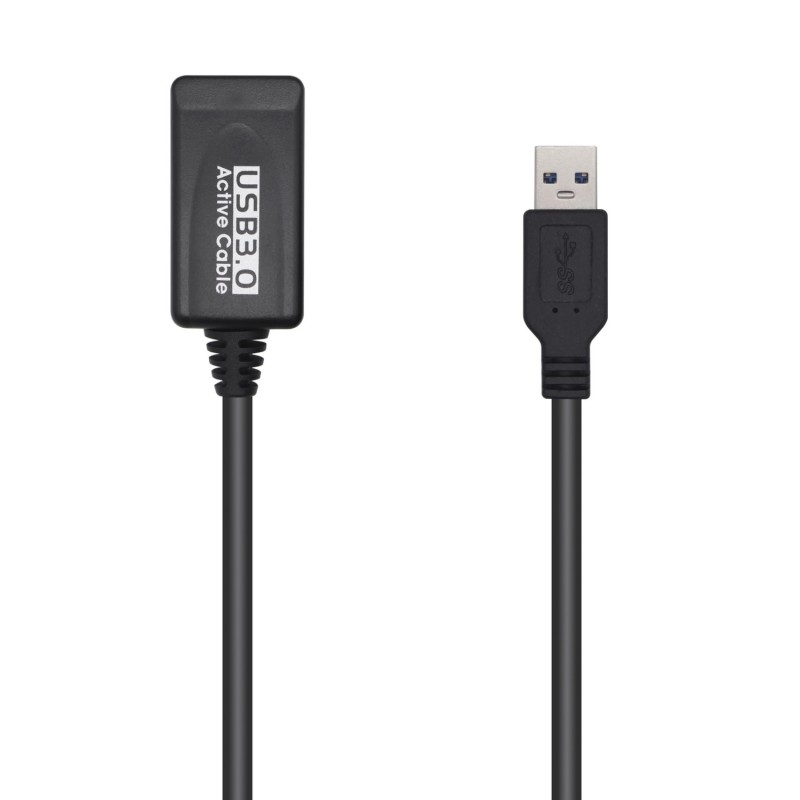 AISENS Cable USB 3.0 Prolongador Con Amplificador, Tipo A M-A H, Negro, 5.0m