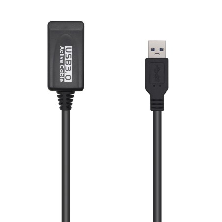 AISENS Cable USB 3.0 Prolongador Con Amplificador, Tipo A M-A H, Negro, 5.0m