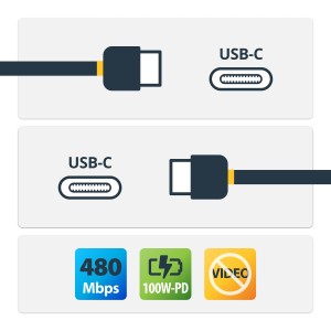 StarTech.com Cable de 1m USB-C a USB-C con capacidad para Entrega de Alimentación de 5A - USB TipoC - Cable de Carga USBC - USB