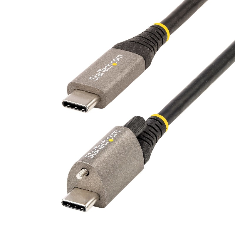 StarTech.com Cable de 50cm USB-C con Tornillo Superior de Fijación -10Gbps - Cable Tipo C USB 3.2 Gen 2 - con Carga por Entrega