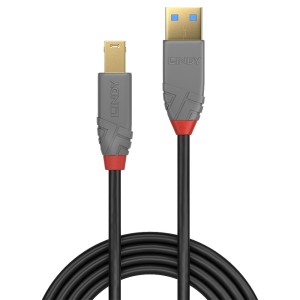 Lindy 36742 cable USB USB 3.2 Gen 1 (3.1 Gen 1) 2 m USB A USB B Negro, Gris