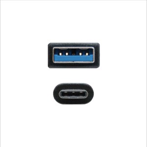 Nanocable Cable USB 3.1 Gen2 10Gbps 3A, tipo USB-C M-A M, negro, 0.5 m