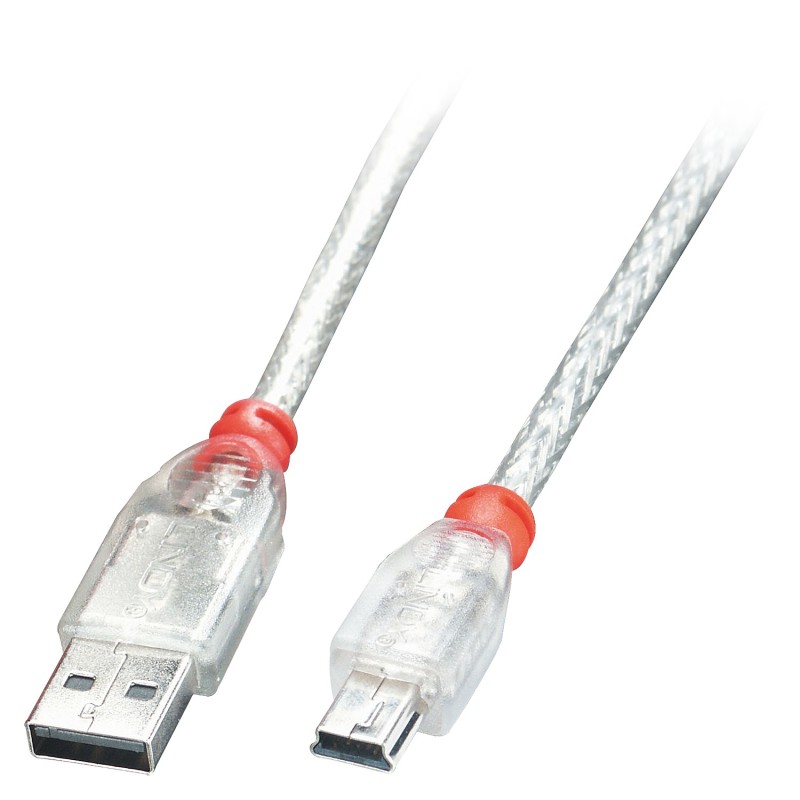Lindy 41780 cable USB USB 2.0 0,2 m USB A Mini-USB B Transparente