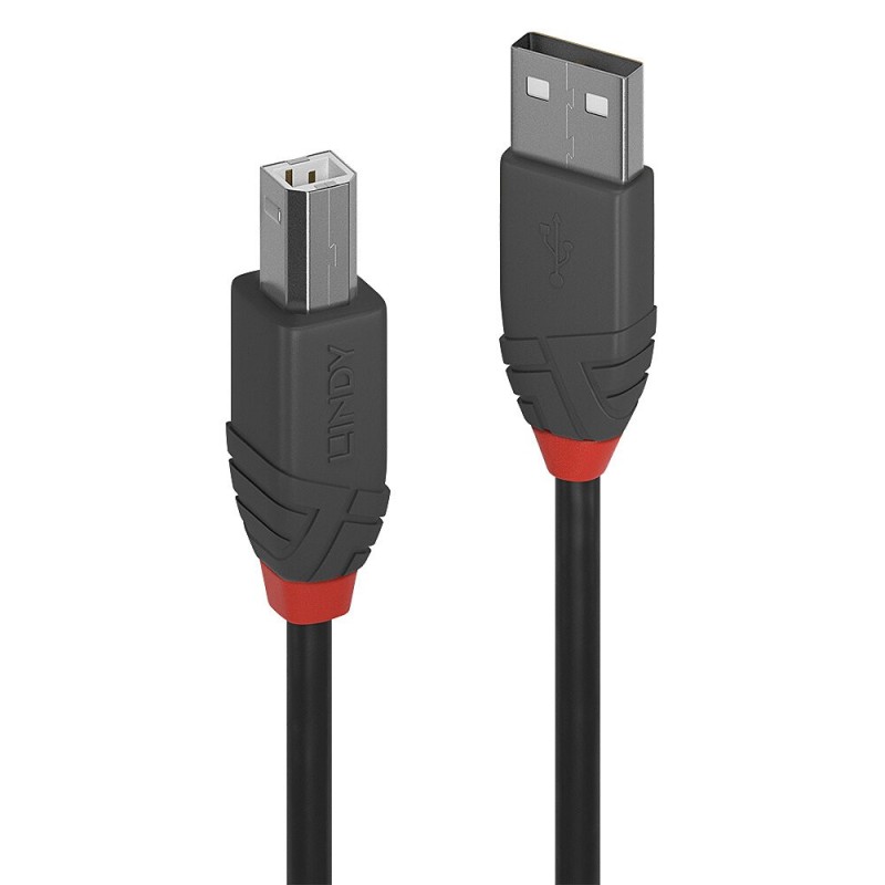 Lindy 36671 cable USB USB 2.0 0,5 m USB A USB B Negro, Gris