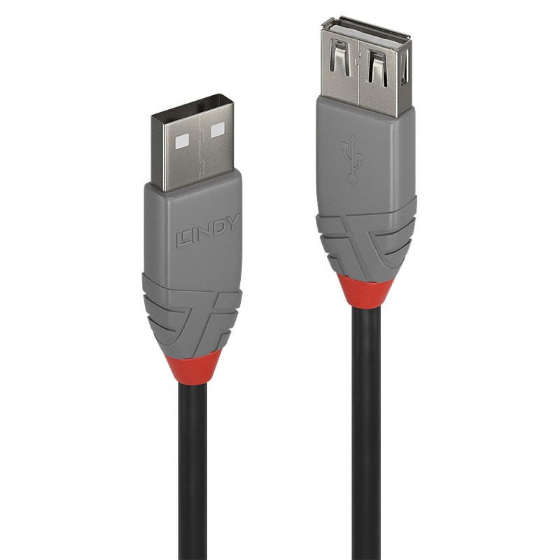 Lindy 36700 cable USB USB 2.0 0,2 m USB A Negro, Gris