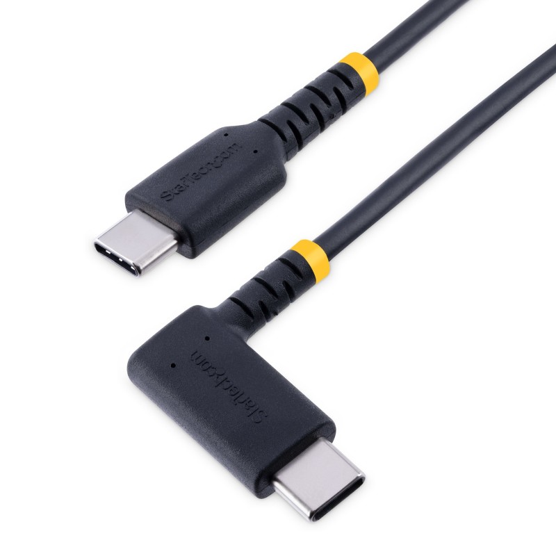 StarTech.com Cable 30cm USB C Acodado - en Ángulo Recto - PD 60W - 3A - Cable USB-C de Carga Rápida - de Alta Resistencia - USB