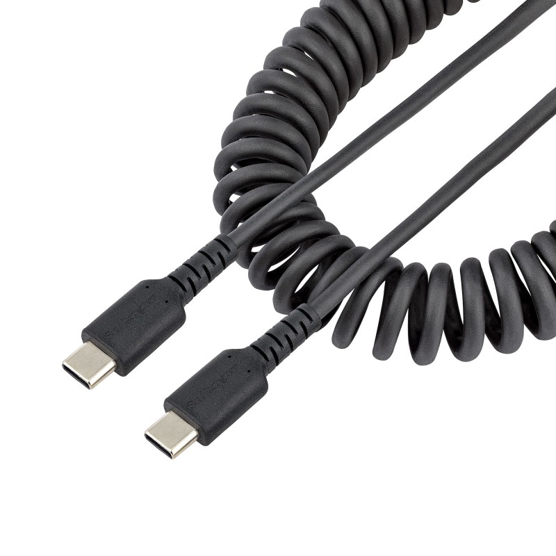 StarTech.com Cable de 50cm de Carga USB C a USB C, Cable USB Tipo C Rizado de Carga Rápida y Servicio Pesado, Cable USB 2.0