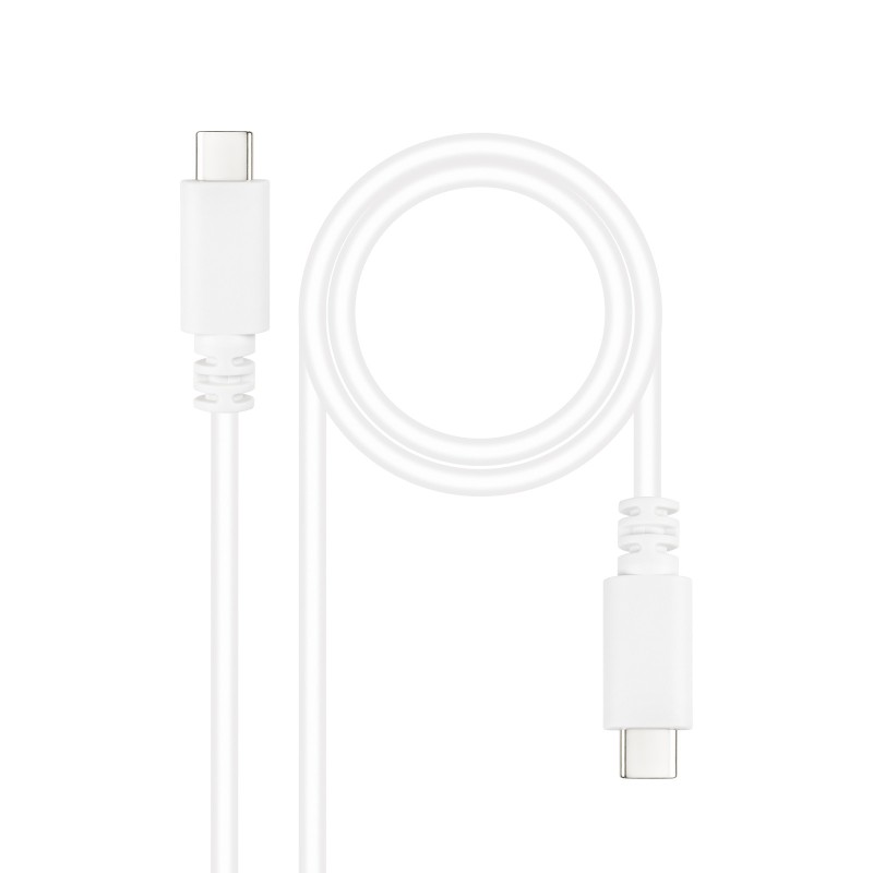 Nanocable Cable USB 2.0 3A, tipo USB-C M-USB-C M, Blanco, 1.5 m
