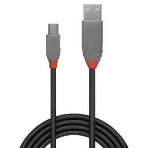 Lindy 36723 cable USB USB 2.0 2 m USB A Mini-USB B Negro, Gris