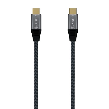 AISENS Cable USB 3.2 Gen2x2 Aluminio 20Gbps 8K@30Hz 5A 100W E-Mark, Tipo USB-C M-USB-C M, Gris, 0.6 m