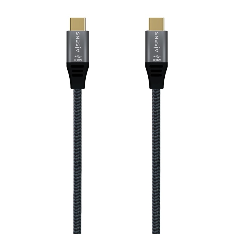 AISENS Cable USB 3.2 Gen2x2 Aluminio 20Gbps 8K@30Hz 5A 100W E-Mark, Tipo USB-C M-USB-C M, Gris, 1.0 m