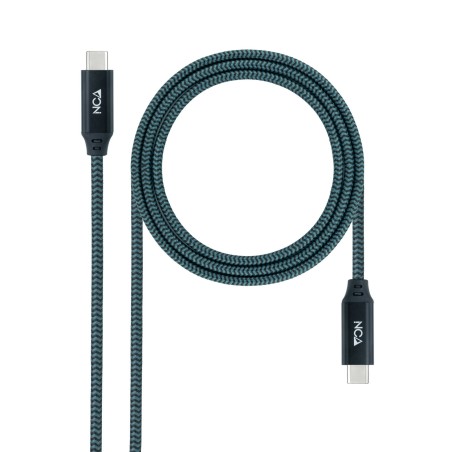 Nanocable Cable USB 3.2 Gen2x2 20Gbps 5A 100W 4K 60Hz USB-C M-USB-C M, Gris Negro, 0.5 m